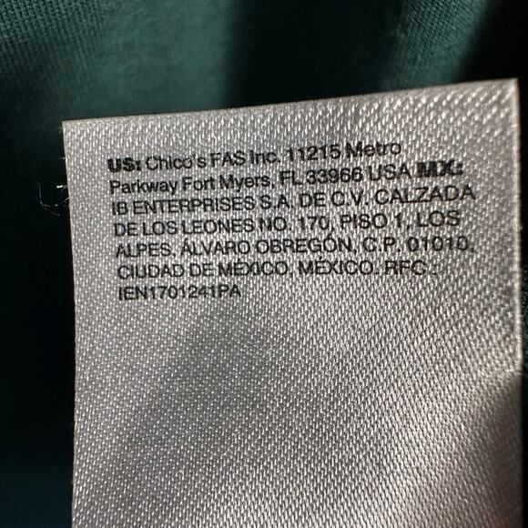 Chico’s pima Cotton long sleeve Tee shirt Hunter Green Normcore casual plus size - Picture 6 of 9